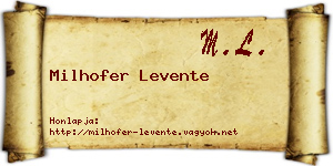 Milhofer Levente névjegykártya